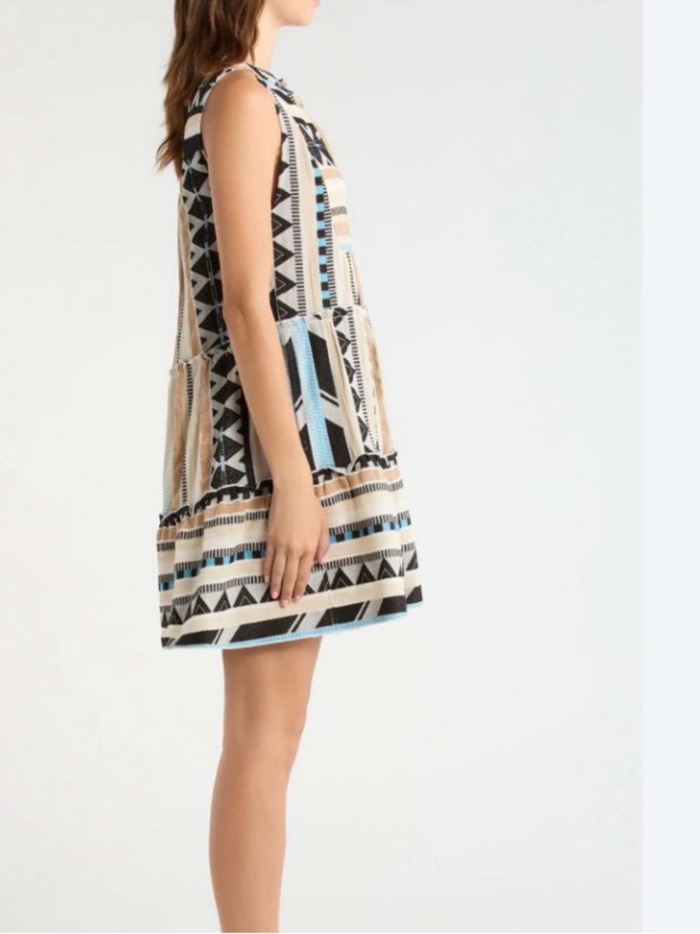 K. Elan Babydoll Cover-Up Minidress, Aztec Print, Size Medium - Picture 3 of 10
